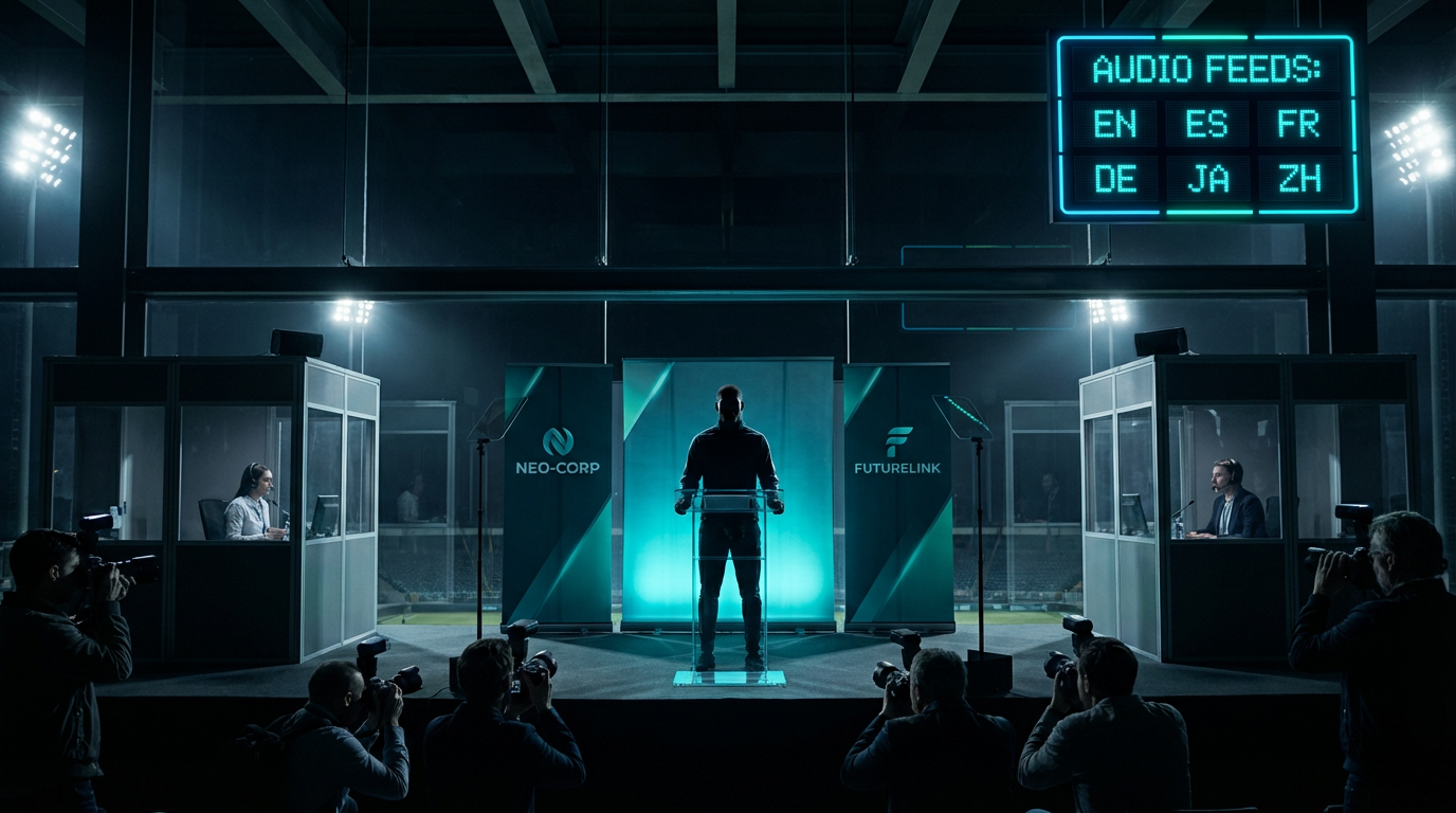 Sporto vertimo paslaugos: spaudos konferencijų kabinos stadione